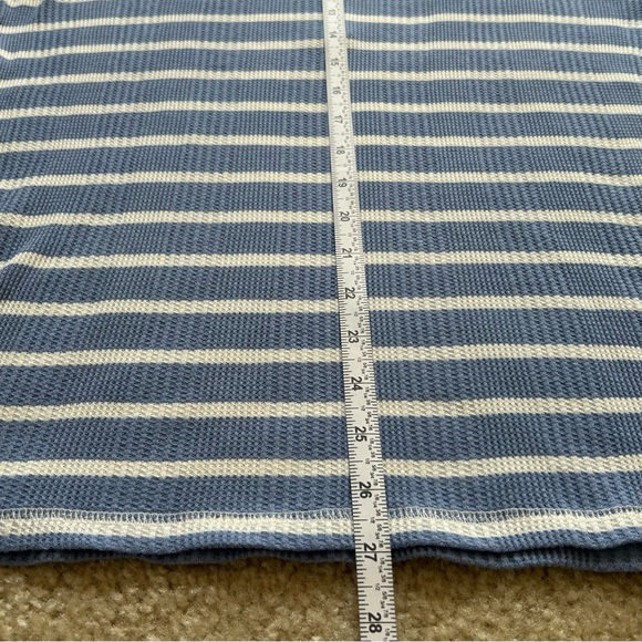 Aerie Women's XL White Blue Striped Long Sleeve Ribbed Button Down Henley Top - Picture 7 of 8